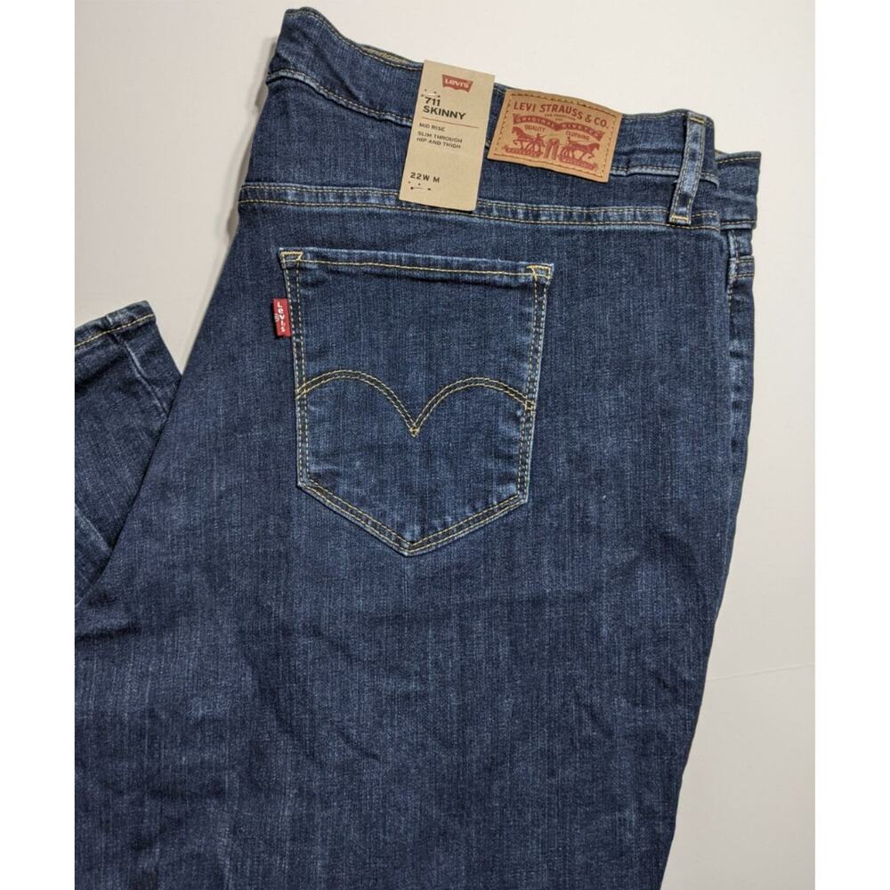 Levi's Jeans 711 Outta Time Distressed Maui Breeze 22W Skinny Denim Casual Rip - Picture 8 of 9